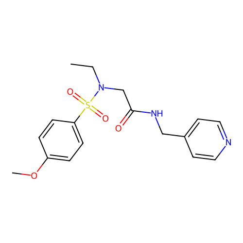2-[ethyl-(4-methoxyphenyl)sulfonylamino]-N-(pyridin-4-ylmethyl)acetamide structure