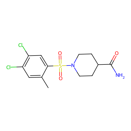1-(4,5-Dichloro-2-methylphenyl)sulfonylpiperidine-4-carboxamide structure