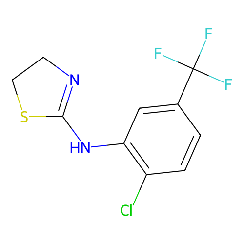 N-[2-chloro-5-(trifluoromethyl)phenyl]-4,5-dihydro-1,3-thiazol-2-amine structure