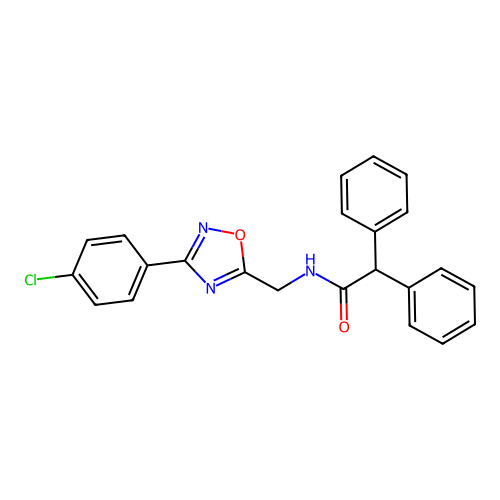 N-[[3-(4-chlorophenyl)-1,2,4-oxadiazol-5-yl]methyl]-2,2-diphenylacetamide structure