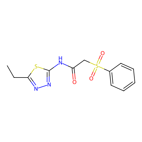 2-(benzenesulfonyl)-N-(5-ethyl-1,3,4-thiadiazol-2-yl)acetamide structure