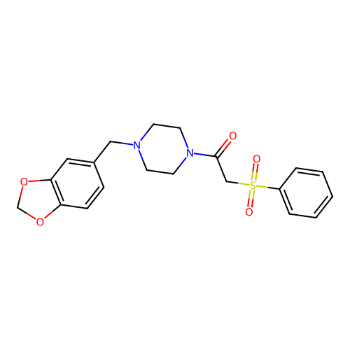 2-(Benzenesulfonyl)-1-[4-(1,3-benzodioxol-5-ylmethyl)piperazin-1-yl]ethanone structure