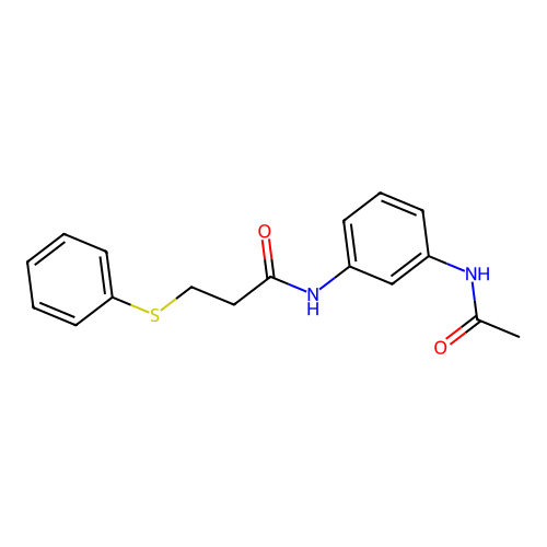 N-(3-acetamidophenyl)-3-phenylsulfanylpropanamide structure