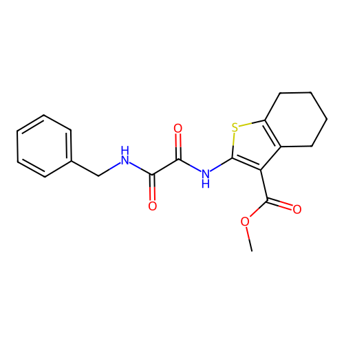 methyl 2-[[2-(benzylamino)-2-oxoacetyl]amino]-4,5,6,7-tetrahydro-1-benzothiophene-3-carboxylate structure