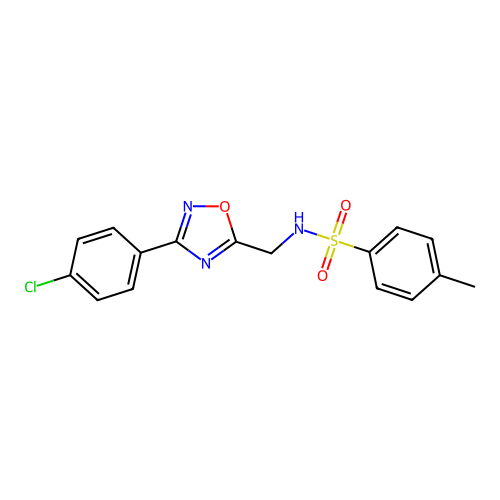 N-[[3-(4-chlorophenyl)-1,2,4-oxadiazol-5-yl]methyl]-4-methylbenzenesulfonamide structure