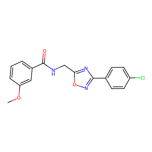 N-[[3-(4-chlorophenyl)-1,2,4-oxadiazol-5-yl]methyl]-3-methoxybenzamide structure