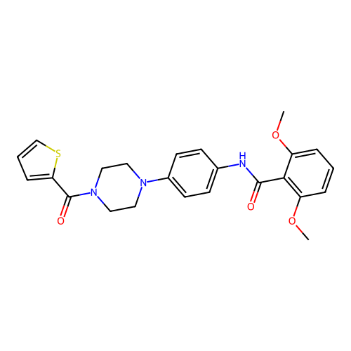 2,6-dimethoxy-N-[4-[4-(thiophene-2-carbonyl)piperazin-1-yl]phenyl]benzamide structure