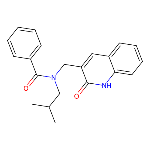 N-(2-methylpropyl)-N-[(2-oxo-1H-quinolin-3-yl)methyl]benzamide structure