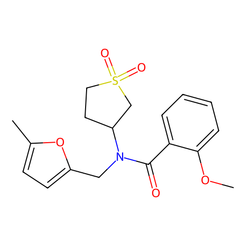N-(1,1-dioxidotetrahydrothiophen-3-yl)-2-methoxy-N-[(5-methylfuran-2-yl)methyl]benzamide structure