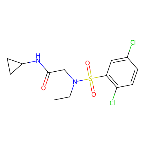 N-cyclopropyl-2-[(2,5-dichlorophenyl)sulfonyl-ethylamino]acetamide structure