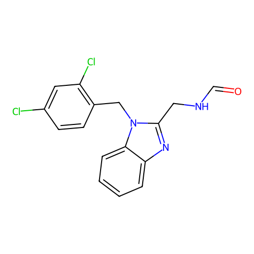 N-[[1-[(2,4-dichlorophenyl)methyl]benzimidazol-2-yl]methyl]formamide structure