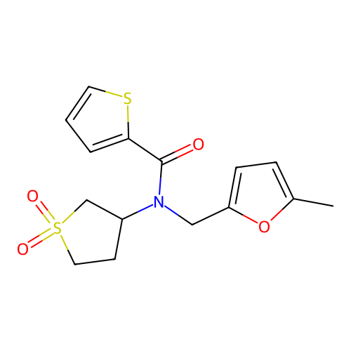 N-(1,1-dioxothiolan-3-yl)-N-[(5-methylfuran-2-yl)methyl]thiophene-2-carboxamide structure