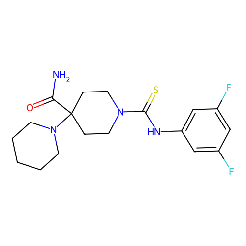 1-[(3,5-Difluorophenyl)carbamothioyl]-4-piperidin-1-ylpiperidine-4-carboxamide structure