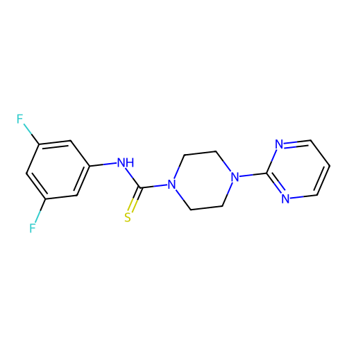 N-(3,5-difluorophenyl)-4-pyrimidin-2-ylpiperazine-1-carbothioamide structure