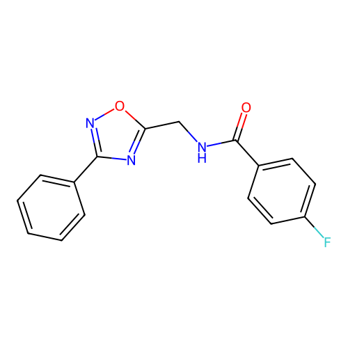 4-fluoro-N-[(3-phenyl-1,2,4-oxadiazol-5-yl)methyl]benzamide structure