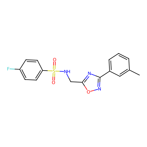 4-fluoro-N-[[3-(3-methylphenyl)-1,2,4-oxadiazol-5-yl]methyl]benzenesulfonamide structure