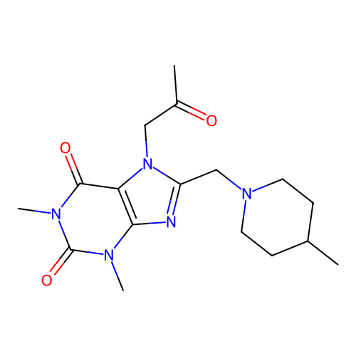 1,3-Dimethyl-8-[(4-methylpiperidin-1-yl)methyl]-7-(2-oxopropyl)purine-2,6-dione structure