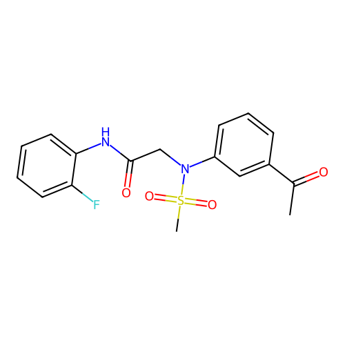 2-(3-acetyl-N-methylsulfonylanilino)-N-(2-fluorophenyl)acetamide structure