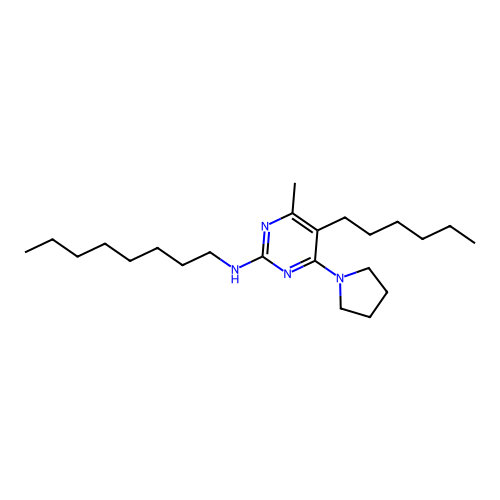 5-hexyl-4-methyl-N-octyl-6-pyrrolidin-1-yl-pyrimidin-2-amine structure