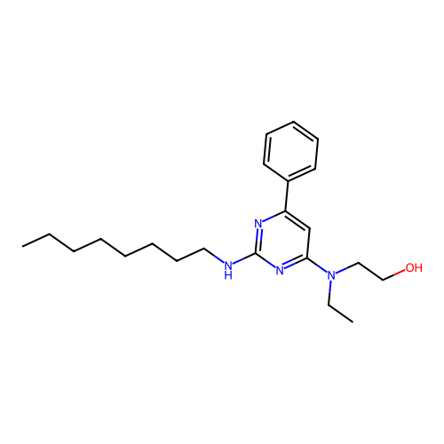 2-[Ethyl-[2-(octylamino)-6-phenyl-pyrimidin-4-yl]amino]ethanol structure