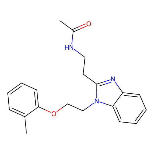N-(2-{1-[2-(2-methylphenoxy)ethyl]-1H-1,3-benzodiazol-2-yl}ethyl)acetamide structure