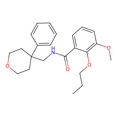 3-methoxy-N-[(4-phenyloxan-4-yl)methyl]-2-propoxybenzamide structure