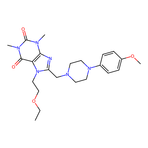 7-(2-ethoxyethyl)-8-{[4-(4-methoxyphenyl)piperazin-1-yl]methyl}-1,3-dimethyl-3,7-dihydro-1H-purine-2,6-dione structure