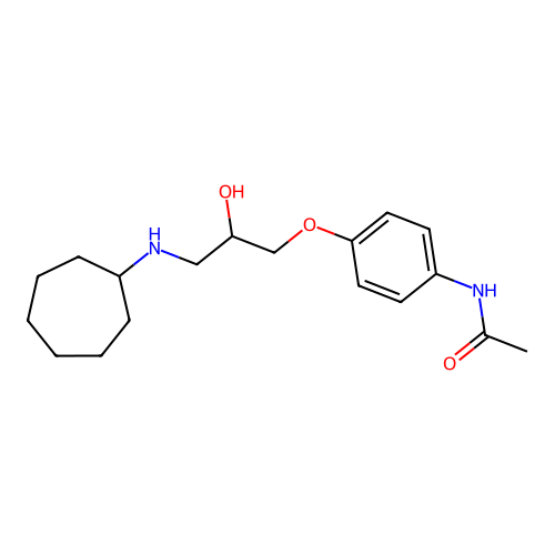 N-(4-(3-(cycloheptylamino)-2-hydroxypropoxy)phenyl)acetamide structure