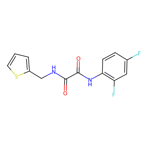 N'-(2,4-difluorophenyl)-N-(thiophen-2-ylmethyl)oxamide structure