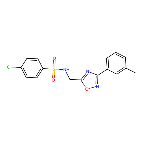 4-chloro-N-[[3-(3-methylphenyl)-1,2,4-oxadiazol-5-yl]methyl]benzenesulfonamide structure