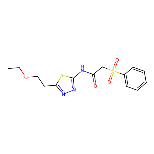 2-(benzenesulfonyl)-N-[5-(2-ethoxyethyl)-1,3,4-thiadiazol-2-yl]acetamide structure