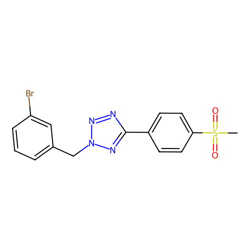 2-[(3-Bromophenyl)methyl]-5-(4-methylsulfonylphenyl)tetrazole structure