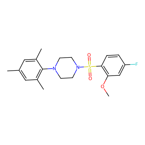 1-[(4-Fluoro-2-methoxyphenyl)sulfonyl]-4-mesitylpiperazine structure