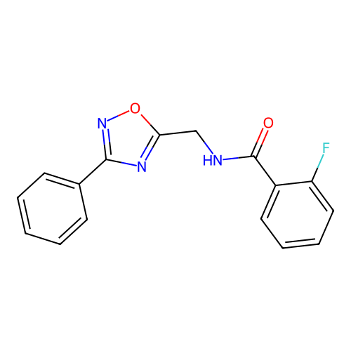 2-fluoro-N-[(3-phenyl-1,2,4-oxadiazol-5-yl)methyl]benzamide structure