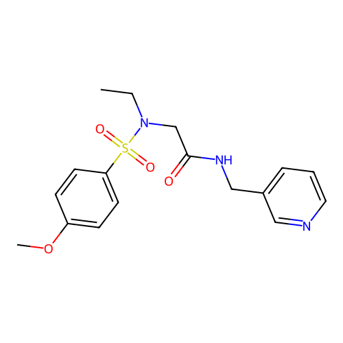 2-[ethyl-(4-methoxyphenyl)sulfonylamino]-N-(pyridin-3-ylmethyl)acetamide structure