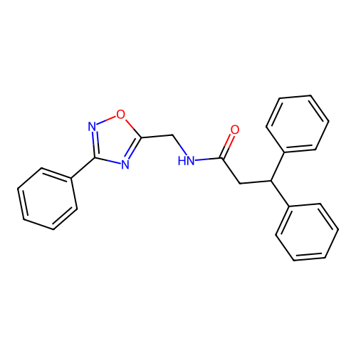 3,3-diphenyl-N-[(3-phenyl-1,2,4-oxadiazol-5-yl)methyl]propanamide structure