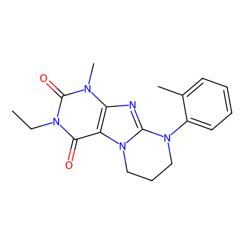 3-ethyl-1-methyl-9-(2-methylphenyl)-6,7,8,9-tetrahydropyrimido[2,1-f]purine-2,4(1H,3H)-dione structure