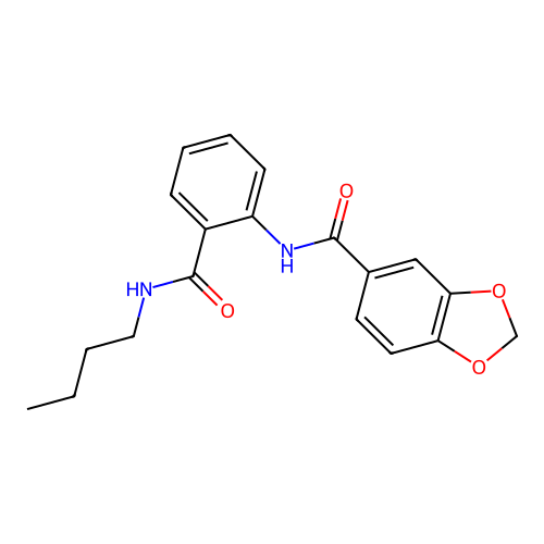 N-[2-(butylcarbamoyl)phenyl]-1,3-benzodioxole-5-carboxamide structure