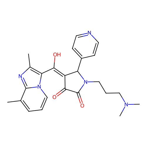 (4E)-1-[3-(dimethylamino)propyl]-4-[(2,8-dimethylimidazo[1,2-a]pyridin-3-yl)-hydroxymethylidene]-5-pyridin-4-ylpyrrolidine-2,3-dione structure