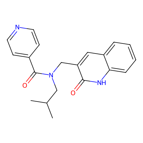 N-(2-methylpropyl)-N-[(2-oxo-1H-quinolin-3-yl)methyl]pyridine-4-carboxamide structure