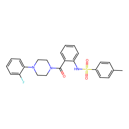 N-[2-[4-(2-fluorophenyl)piperazine-1-carbonyl]phenyl]-4-methylbenzenesulfonamide structure