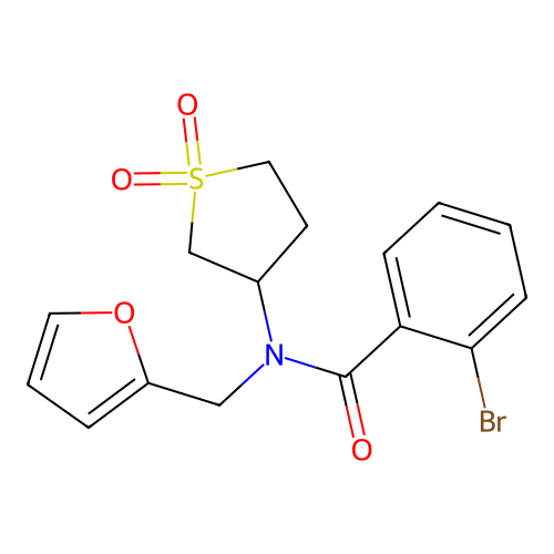 2-bromo-N-(1,1-dioxidotetrahydrothiophen-3-yl)-N-(furan-2-ylmethyl)benzamide structure
