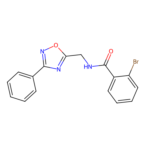 2-bromo-N-[(3-phenyl-1,2,4-oxadiazol-5-yl)methyl]benzamide structure