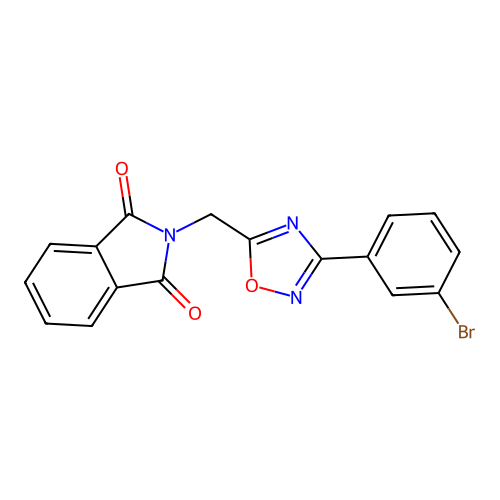 2-[[3-(3-Bromophenyl)-1,2,4-oxadiazol-5-yl]methyl]isoindole-1,3-dione structure