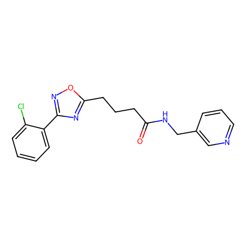 4-[3-(2-chlorophenyl)-1,2,4-oxadiazol-5-yl]-N-(pyridin-3-ylmethyl)butanamide structure