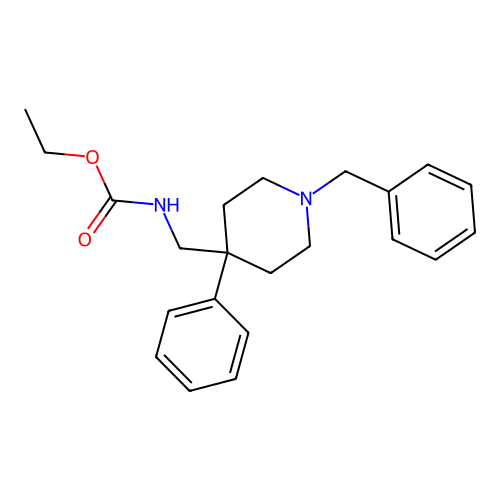 Ethyl ((4-phenyl-1-(phenylmethyl)-4-piperidyl)methyl)carbamate structure