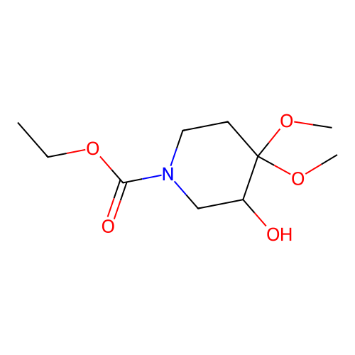 Ethyl 3-hydroxy-4,4-dimethoxypiperidine-1-carboxylate structure