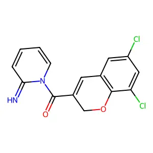 (6,8-Dichloro-2H-1-benzopyran-3-yl)(2-imino-1(2H)-pyridinyl)methanone structure