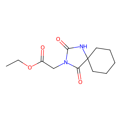 2,4-Dioxo-1,3-diazaspiro(4.5)decane-3-acetic acid ethyl ester structure