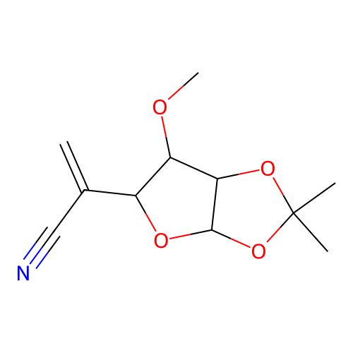 2-(6-methoxy-2,2-dimethyl-3a,5,6,6a-tetrahydrofuro[2,3-d][1,3]dioxol-5-yl)prop-2-enenitrile structure